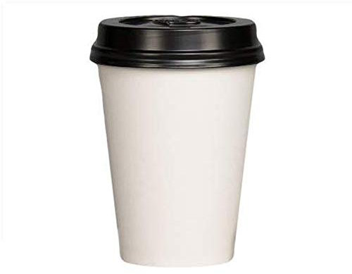 We Can Source It Ltd - 12oz Single Wall White Paper Cups with Black Sipper Lids - Great for Tea, Coffee, Cappuccino, Hot Drinks - Eco-Friendly 100% Compostable Recyclable - 100 Pack