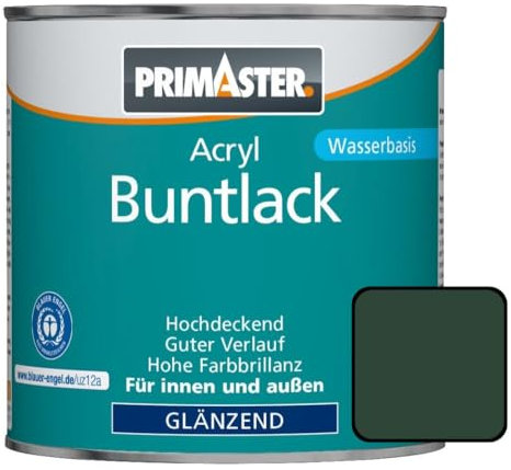 Primaster Acryl Buntlack 375ml Moosgrün Glänzend Wetterbeständig Holz & Metall