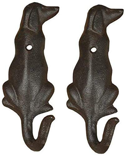 TentHome 2 Stück Retro Wandhaken Gusseisen Garderobenhaken Kleiderhaken Huthaken Mantelhaken Wandmontage Türhaken Dekorhaken 7 Arten Hund 1