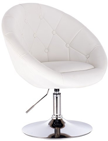 WOLTU 1 x Barsessel Loungesessel mit Armlehne, stufenlose Höhenverstellung, Kunstleder, Weiß