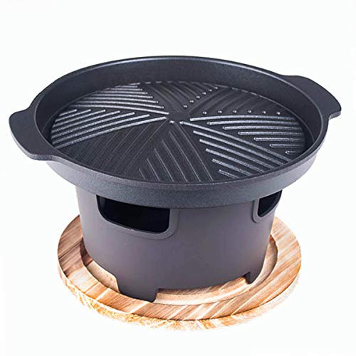 Happy Sales HSHG-ALMCNR, japanischer 17,8 cm D-Tischkohlegrill, tragbarer Hibachi-Grill, Konro Yakiniku-Grill, antihaftbeschichtet, Aluminiumdruckguss