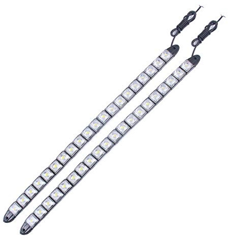 Riloer 2PCS luci di marcia diurna per auto, 12V 20 LED bianco brillante impermeabile DRL fendinebbia luce di marcia diurna può piegarsi e barra luminosa regolabile retrattile