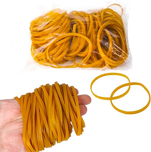 100 pezzi di elastici, diametro 5 cm, larghezza 3 mm, elastici, elastici altamente riutilizzabili per articoli per la scuola, l'ufficio e la casa (giallo scuro) (100 pezzi)