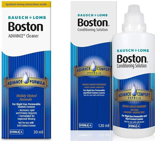 Boston Advance Cleaner and Advance Conditioning Solution, Conditioner Contact Lens Solution for Rigid Gas Permeable and Hard Contact Lenses, 1 x 30 ml Cleaner, 1 x 120 ml