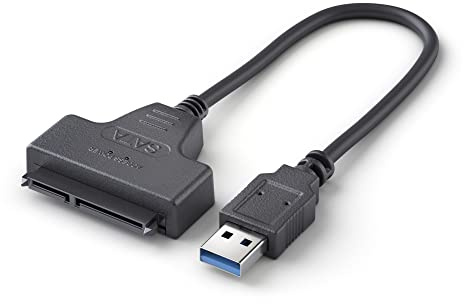 conecto, USB 3.0 till SATA-adapter, omvandlare för 2,5 tums hårddiskar/enheter, SSD och HDD till USB-A, UASP-stöd, 5 GB/s, 25 cm, svart