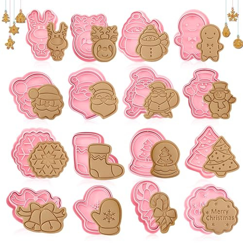 Formine per Biscotti Natalizi,16 Pezzi Formine Biscotti Natale 3D,Stampi Biscotti Natale,Stampini Biscotti Natale,Stampo per Biscotti Natalizi,per Decorare Biscotto Dolci Torta (16)