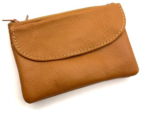 Charmoni - Portefeuille Homme - Porte Monnaie - Multi Poches - Fermeture éclaire - en Cuir véritable - Classique complèt (Marron)