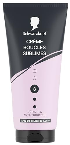 SCHWARZKOPF, Crème Boucles Sublimes, Definit les boucles, Anti-Frisottis, Formule avec du beurre de Karité, Végane et sans silicone, Fixation normale, Tenue longue durée, 150ml