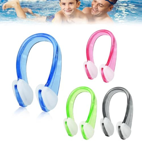 Ensemble de 4 pinces pour le nez pour la natation. Protection des pinces pour le nez. Pinces pour le nez étanches et antidérapantes, très adaptées aux adultes et aux enfants (Noir/Rose/Bleu/Vert)