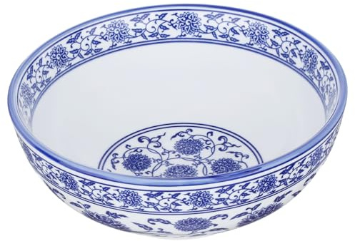 Hemobllo Ciotola Di Ramen in Ceramica Blu e Bianca Ciotola in Ceramica Per Zuppa Da 7 Pollici Per Riso e Noodles Adatta Per Famiglie Feste e Ristoranti
