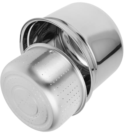 HOODANCOS Cesta Vaporera de Acero Inoxidable para Olla Arrocera con Inserto para Cocción Múltiple y Drenaje para Arroz Sopas y Alimentos al Vapor Cocina Doméstica