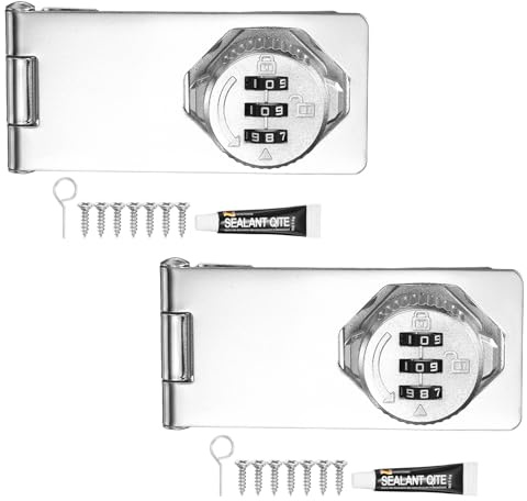 PATIKIL Password Rotary Hasp Locks (4, Silver) (2Pcs), Keyless 3-Digit Cabinet Locks with Combination Security Slide Latch, Suit for- Door/Closet/Barn/Bathroom/Outdoor/Garden