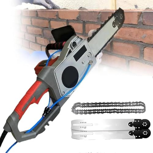 Motosierra De Mano Para Cortar Muros, Motosierra Eléctrica Para Muros Con Bomba De Agua, Motosierra Eléctrica Para Hormigón, 2 Cadenas y 2 Barras Guía, Profundidad De Corte De 35/48cm