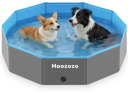 Haozozo Hundepool 80 X 20 cm, Hundepool für Kleine und Große Hunde aus Dauerhaft PVC, Hunde Planschbecken für Kinder, Ideal Hundeplanschbecken Aller Rassen Im Garten Oder Strand