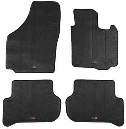 TRAVALL Rubber Car Mats (set of 4) compatible with Skoda Yeti (2013-2017) Heavy Duty Floor Mats Moulded Premium Mats Easy Clean Black with Clips - Anti Slip All-Weather Protection