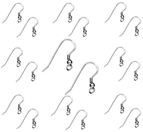 My-Bead 10 Paar Damen Ohrhänger 18mm 925 Sterling Silber nickelfrei Ohrhaken für die Schmuckherstellung basteln DIY