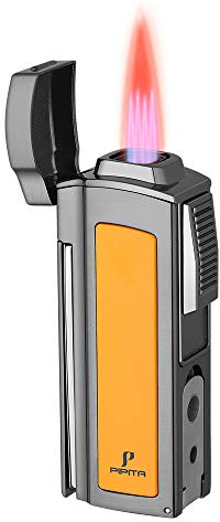 PIPITA Feuerzeuge Winddicht Sturmfeuerzeug 4 Taschenlampe Jet Rot Flammen Gas Nachfüllbar Metall Feuerzeuges mit Bohrer Multifunktionales Feuerzeug (Verkauft ohne Gas)