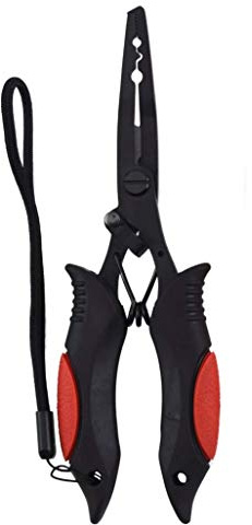 MILLION SOURCE Portatile Pesca Pinze In Acciaio Inox Pesca Luya Strumento con Guaina e Corda per Esterno Rosso