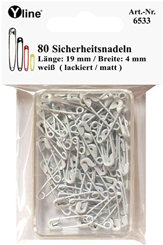 Yline 6533 - Set de 80 agujas de seguridad pequeñas (19 mm, sin níquel), color blanco