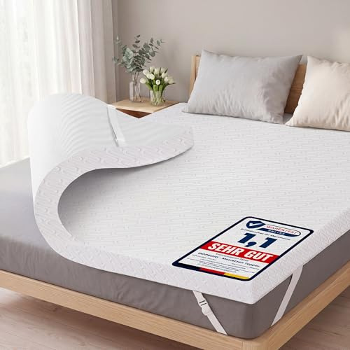 DOPEDIO 7,5cm Gel Memory Foam Matratzen Topper Weiche Matratzenauflage mit Öko-TEX® 100 Zertifizierung, Waschbarer Bezug für Boxspringbett und Schlafsofa (140x200cm, Weiß)
