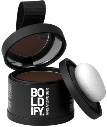 BOLDIFY Hairline Powder - Water-Resistant Root Touch Up Hair Color for Gray Coverage - 24-Hour Stain-Proof, Mess-Free Hair Powder for Thinning Hair - Hazel Brown
