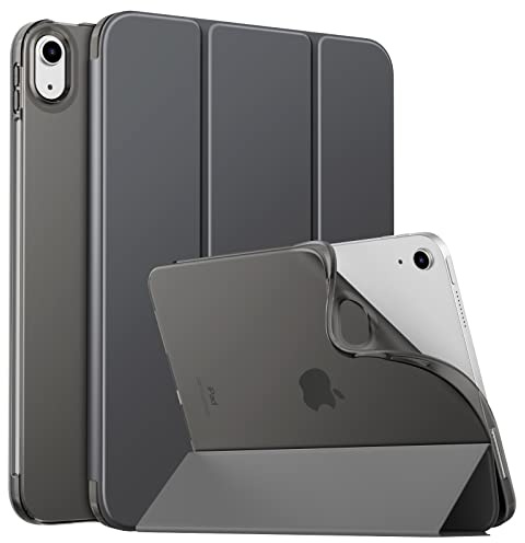 MoKo Slim Case for iPad (A16) 11th/10th Gen 2025/2022, Space Gray | Smart Protective Tri-fold Folio Standing Case, Soft TPU Translucent Back Cover, Auto Wake/Sleep, Support Touch ID