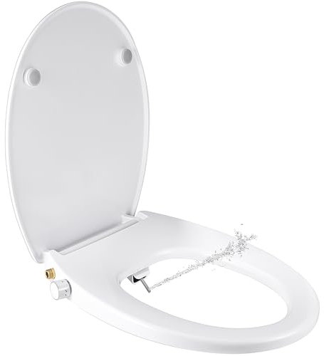 SAMODRA Bidet Toilettensitz - Dusch WC Aufsatz Bidet Japanische Toilette - WC Sitz mit Absenkautomatik - Nicht Elektrischen Bidet Aufsatz Selbstreinigenden Doppeldüsen