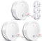 Rauchmelder 10 Jahre Batterie, DIN EN 14604 Testsiege, Feuermelder Brandmelder, Selbstklebend, 85 dB Alarm Rauchwarnmelder- 3er Set