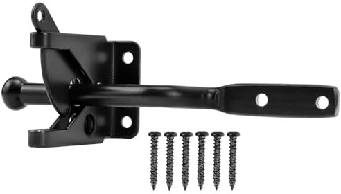 QWORK® Gartentor Riegel, Gartentorverschluss, für Zaun Gartentor, Holztore, Hühnerstalltore, mit Schrauben, Schwarz