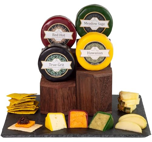 InterCheese | 4 Cheese Truckle Hamper Gift Selection | Artisan Truckles of Aged Cheddar, Double Gloucester, Wensleydale and Derby Cheeses sent nestled in Wood Wool