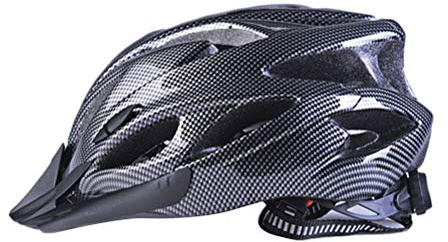 Cykelhjälm, Cykelhjälm Kolfiber Svart Vuxen Justerbar One Piece Cykelhjälmar Cykelhjälmar för Män Unisex för Huvudomkrets 56-62cm (Svart)