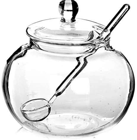 ASerZenith Sucrier en Verre, Bol à Sucre en Boule de Verre, bocaux en Cristal pour Bonbons, Cuisine, Maison, 9 x 6,5 cm, Transparent