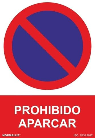 FERRETELIX Cartel señal PVC 40 cm x 30 cm Prohibido aparcar estacionar 1 mm espesor