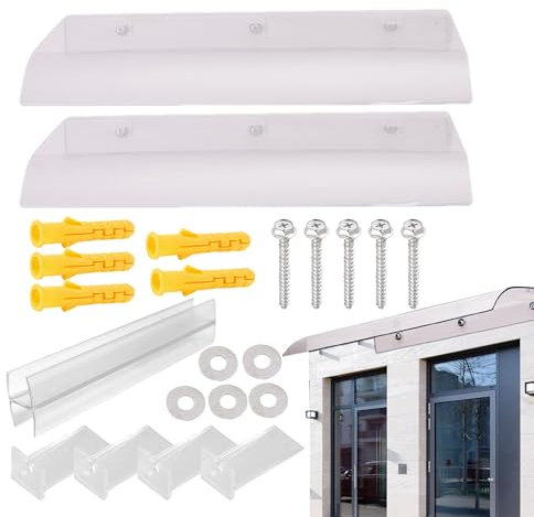 Weatherproof Transparent Shelter - Window Door Awning Canopy, Durable Outdoor Roof Cover | UV Protected Polycarbonate Door Shade, Easy Installation, Stylish Design for and Entryways