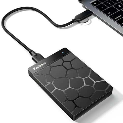 Kosbees Discos duros externos de 500 GB, disco duro portátil para Windows, disco duro externo ultradelgado, compatible con PC, Mac, laptop, PS4, Xbox One, Xbox 360; listo para conectar y usar