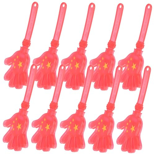 Mobestech 10pcs Red Flag Hand Clappers Party Noise Makers Cheer Safe Plastic Material for Sports Events and Birthday Celebrations
