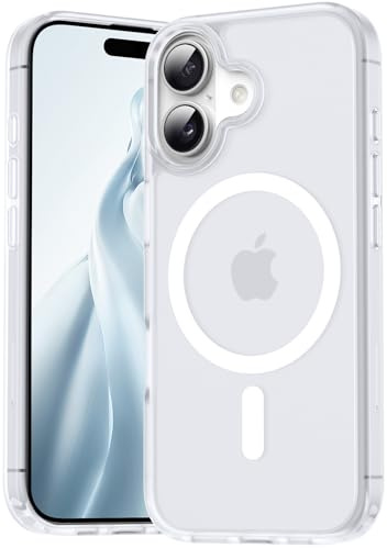 Opkiegrn Coque pour iPhone 17, Compatible avec MagSafe Recharge sans Fil, Protection Antichoc, Anti-Jaunissement,Dos Anti Rayures PC Magnétique Étui Housse pour iPhone 17,Blanc