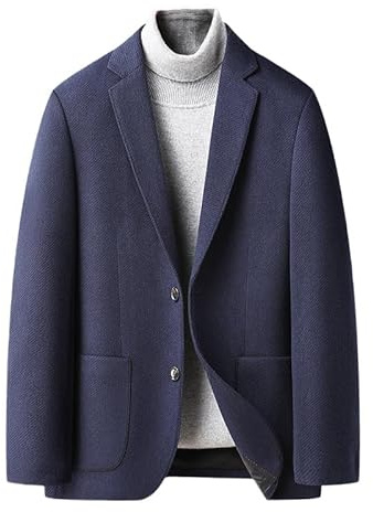 Generico Blazer da Uomo in Lana, Giacca Sportiva, Blazer A Due Bottoni con Tasca, Giacca da Abito Casual Elegante, Elegante, Morbido, vestibilità Regolare, Smoking Tinta Unita