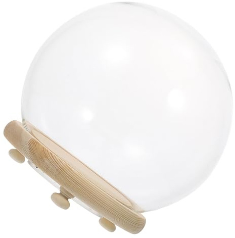 Toyvian Dôme en Verre pour Micro Paysage, Base Lumineuse en Bois, Décoration de Bureau pour Fleurs Artificielles, Cloche Décorative Anti-Poussière