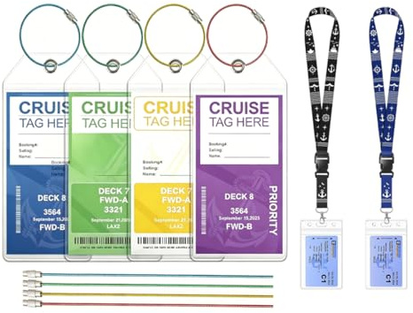 LUDHEP 6 Pezzi Etichette bagaglio per crociere, set impermeabile con lanyard, travel essentials compatibile con AIDA, MEIN SCHIFF, TUI, Accessorio must have da crociera