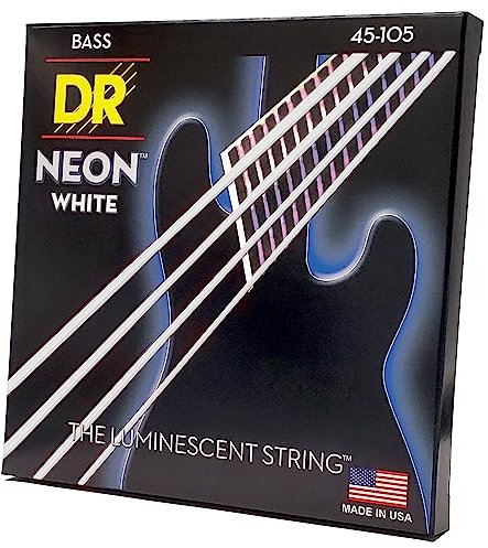 DR Strings - farbige Bass Saiten - white - 4-saiter, 045 - 105
