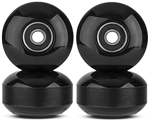 NONMON Skateboardhjul 52 mm 95 A med ABEC-9 lager, paket med 4, solid svart