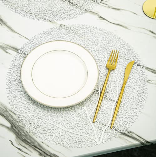 Tovagliette Rotonde Dorate, 6 Pacchi Tovagliette Decorative Tovagliette Rotonde Tovagliette in PVC Tovagliette Vuote Lavabili (Argento)