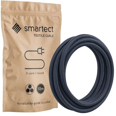 smartect Textilkabel 3-Adrig (3 x 0.75 mm²) Anthrazit, 10 Meter