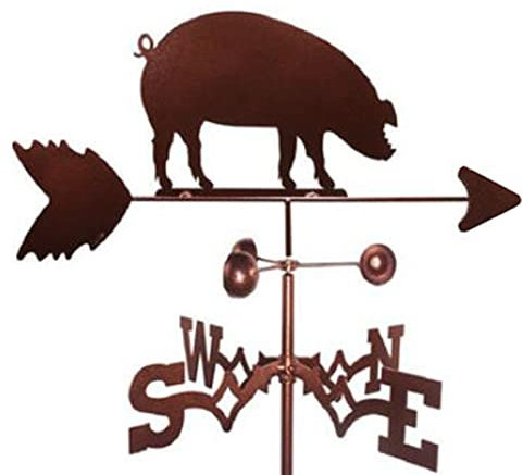 CAZARU Wetterfahne aus Edelstahl, Schweine-Wetterfahne, Retro, langlebig, Bauernhofszene, Gartenpflock, Windfahne, dekorativer Windrichtungsanzeiger für Wandverzierungen auf dem Bauernhof im Freien