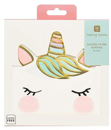 Talking Tables Lot de 20 serviettes en papier jetables super mignonnes en forme de licorne, sensation de qualité supérieure, pour fête d'anniversaire, fête prénatale
