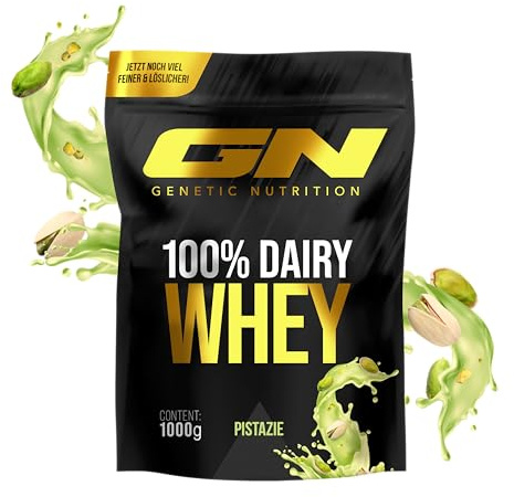GN Laboratories Whey Proteína – Polvo de proteína cremosa para el desarrollo muscular y fitness – 23 g de proteína por porción, bajo en carbohidratos y sin azúcar – Sabor: (pistacho) – Calidad premium