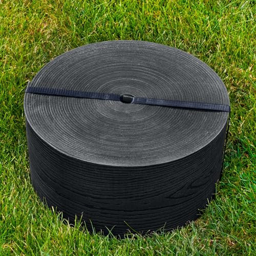 UNIGARDIA Flexible Lawn Edging 20 m - Height 13 cm, Thickness 3 mm - Plastic Grass Border & Flower Bed Garden Edging - Easy to use, UV resistant, Black with Wooden Design