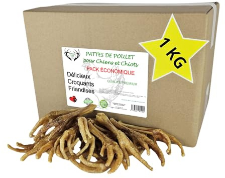 ARTISAN GIFT CO Naturliga mellanmål för hundar – 100% utsökt torkat kött, lämplig för barf-diete (1000 g, kycklingfötter)