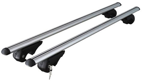 Menabo Dachträger Grundtäger kompatibel mit VW Tiguan mk2 2016-2020 Pre-FL Aluminium 90kg Silber 2tlg Offene Reling für Fahrradträger, Dachboxen, Skiträger Abschließbar